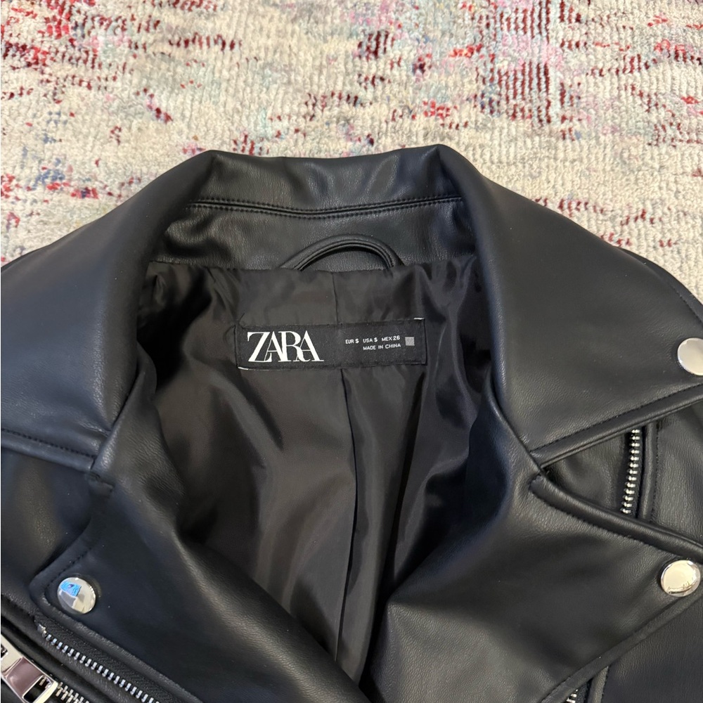 Zara Black Leather Moto Jacket - Picture 3 of 3